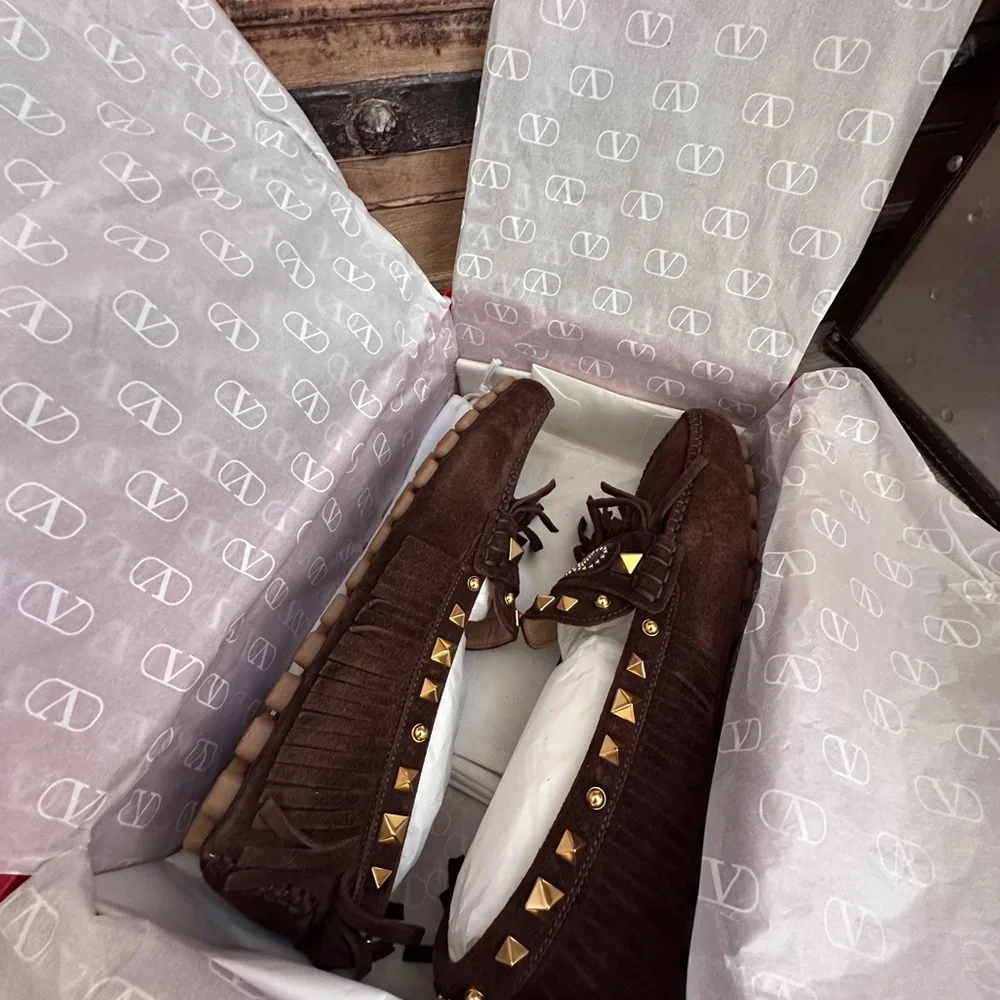 Valentino Women's Brown Suede Driver Loafers in EU Size 40 - Picture 9 of 15